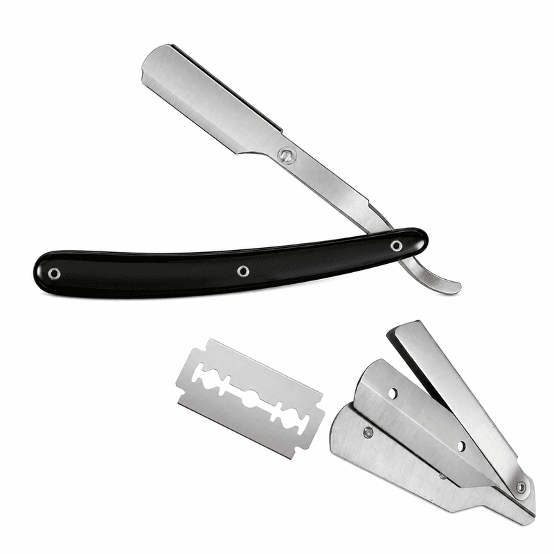 Barberkniv med utskiftbare blader - Svart