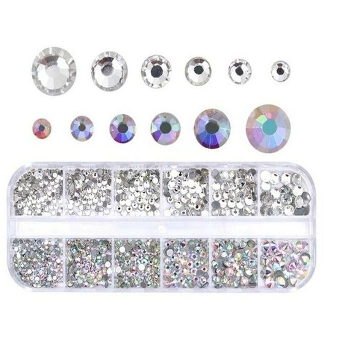 Hovedbilde Rhinestone-sett for Negledesign – 12 typer