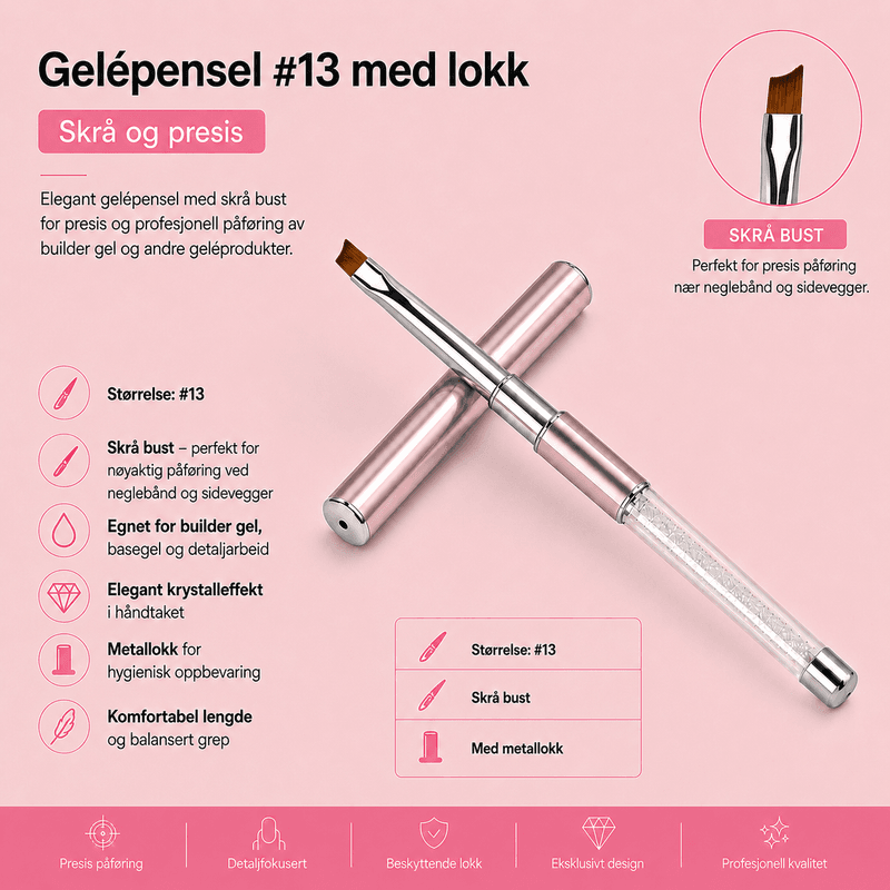 Gelépensel #13 Skrå – Med lokk og krystalleffekt