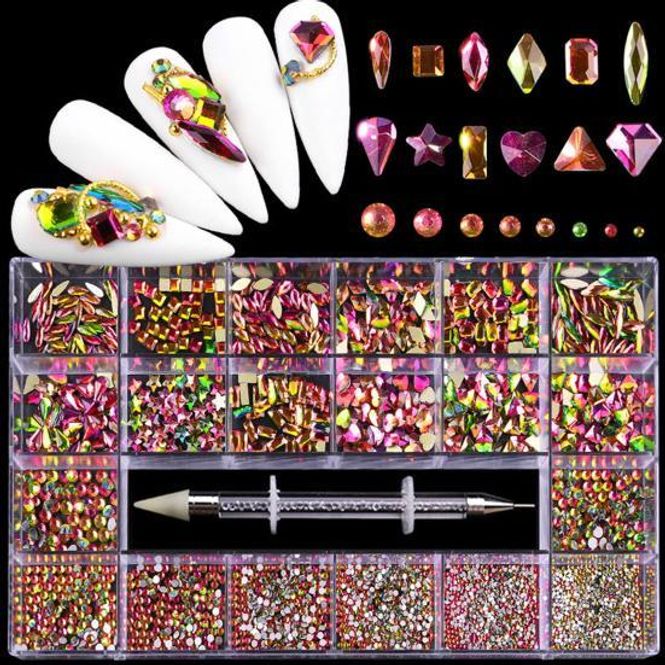 Hovedbilde Negledekor – Flerfargede rhinestones i ulike former