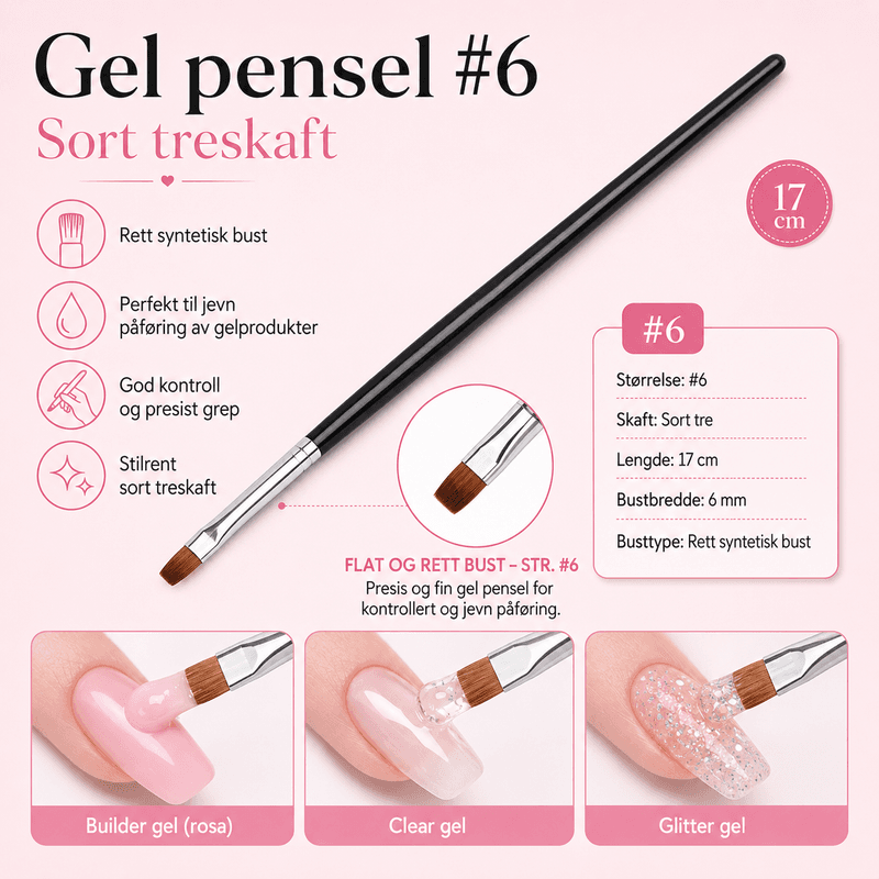 Gel pensel Nr. 6 – Sort treskaft