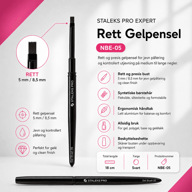 Hovedbilde Staleks Pro Expert Rett Gelpensel 5/8,5 (NBE-05)