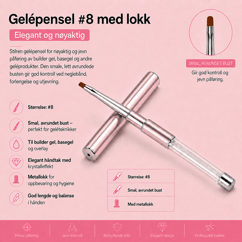 Gelépensel #8 med lokk – Elegant og presis